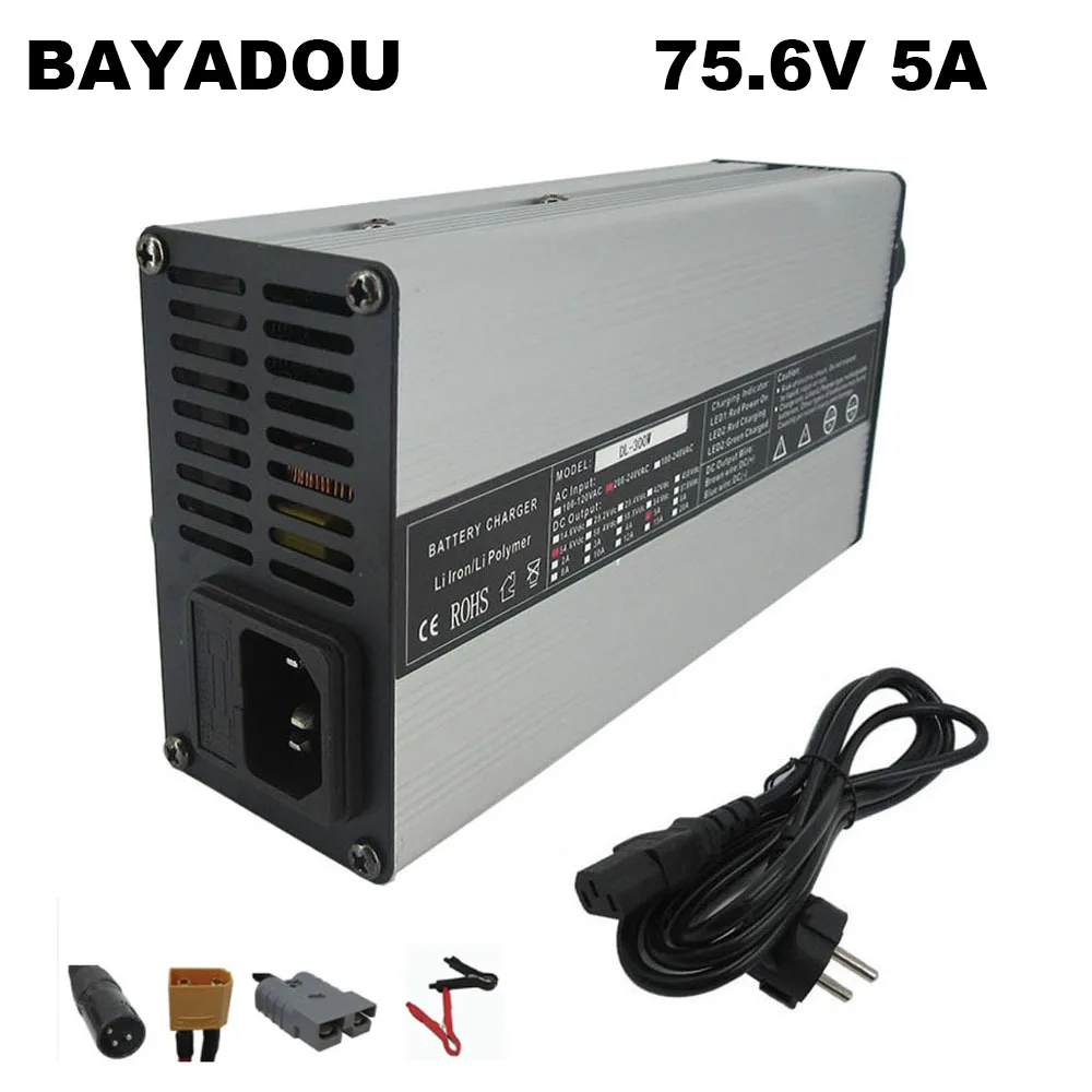 

75.6V 5A Lithium Battery Charger 500W Powerful 64.8V 66.6V Li ion Energy Storage RV Fast Smart Charger