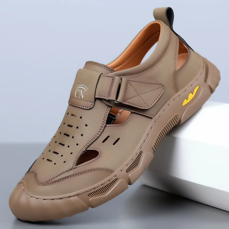 

Men's Sandals 2026 Summer Leisure Beach Breathable and Versatile Baotou Leather Shoes Beach Shoes