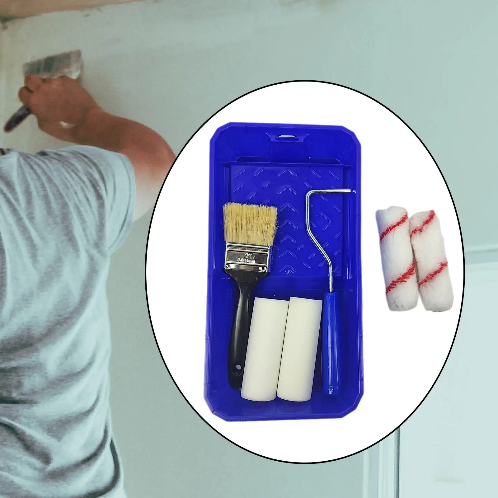 

Наборы кистей для малярных валиков, многофункциональный удобный ручной инструмент с подносом для садовой двери, офиса, бытовые принадлежности для рисования