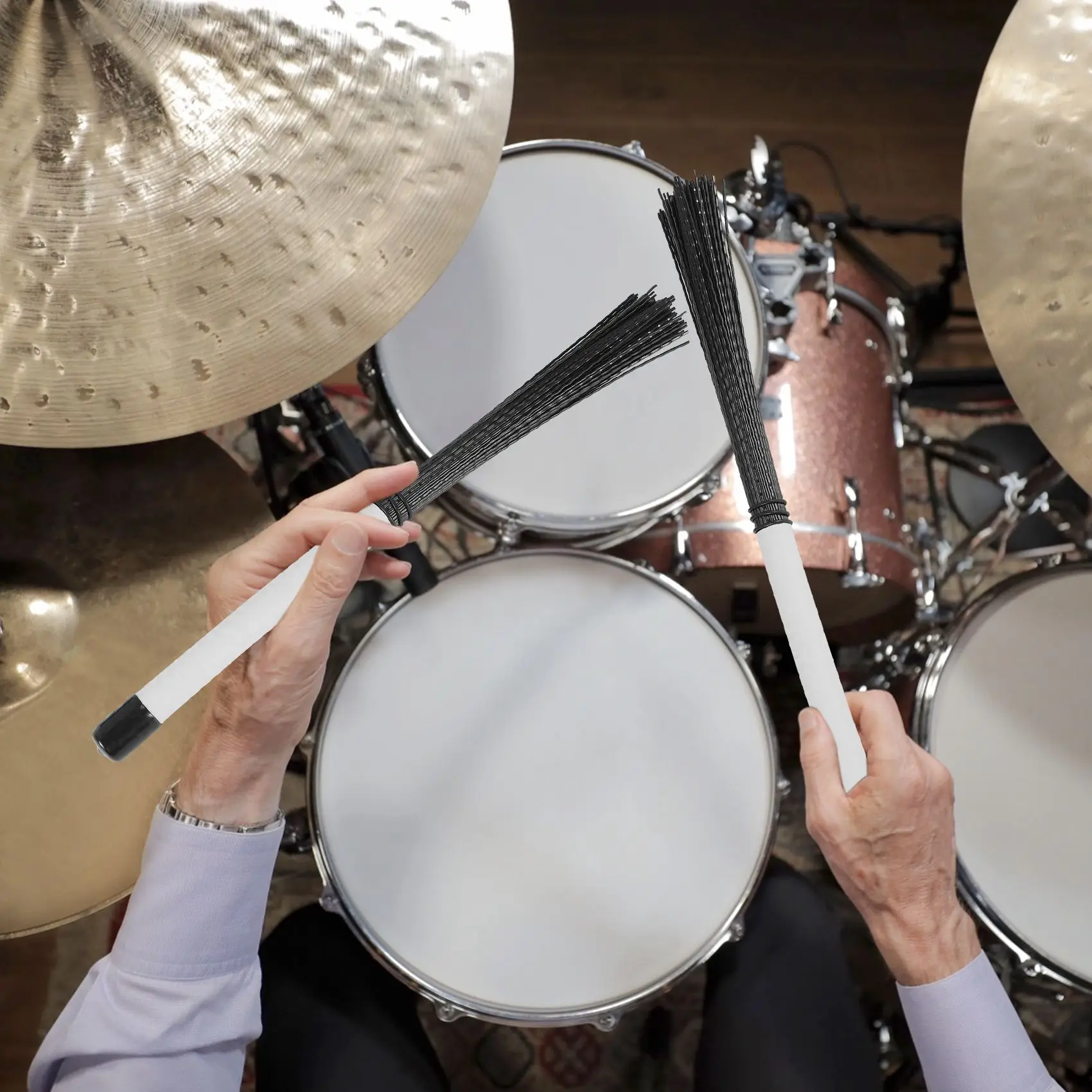 

【Summer Sale】2Pcs Cajon Brush Telescoping Drum Brushes Nylon Sticks Percussion For Jazz Stick Drum Musical