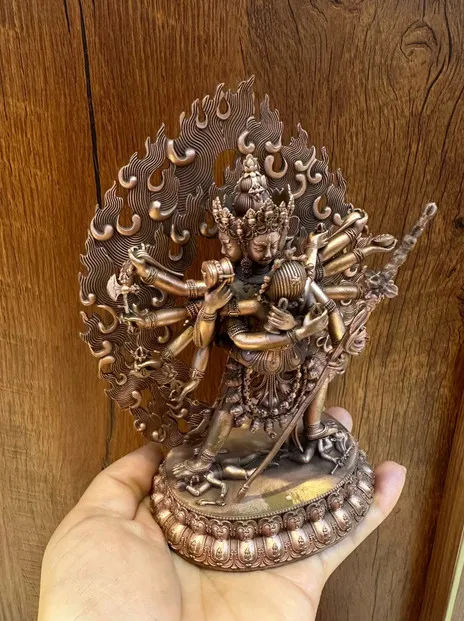 15CM Tibet Cakrasamvara Protector Buddha Copper Statue