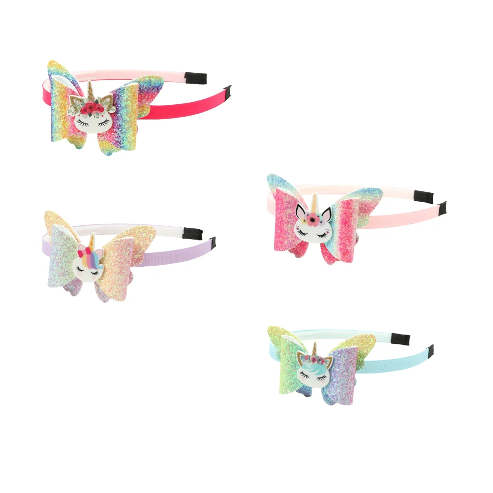 

4 Pcs Hair Band Bow Headdress Accessories for Kids Scarf Colorful Rainbow Headwrap Unicorn Hoops Child