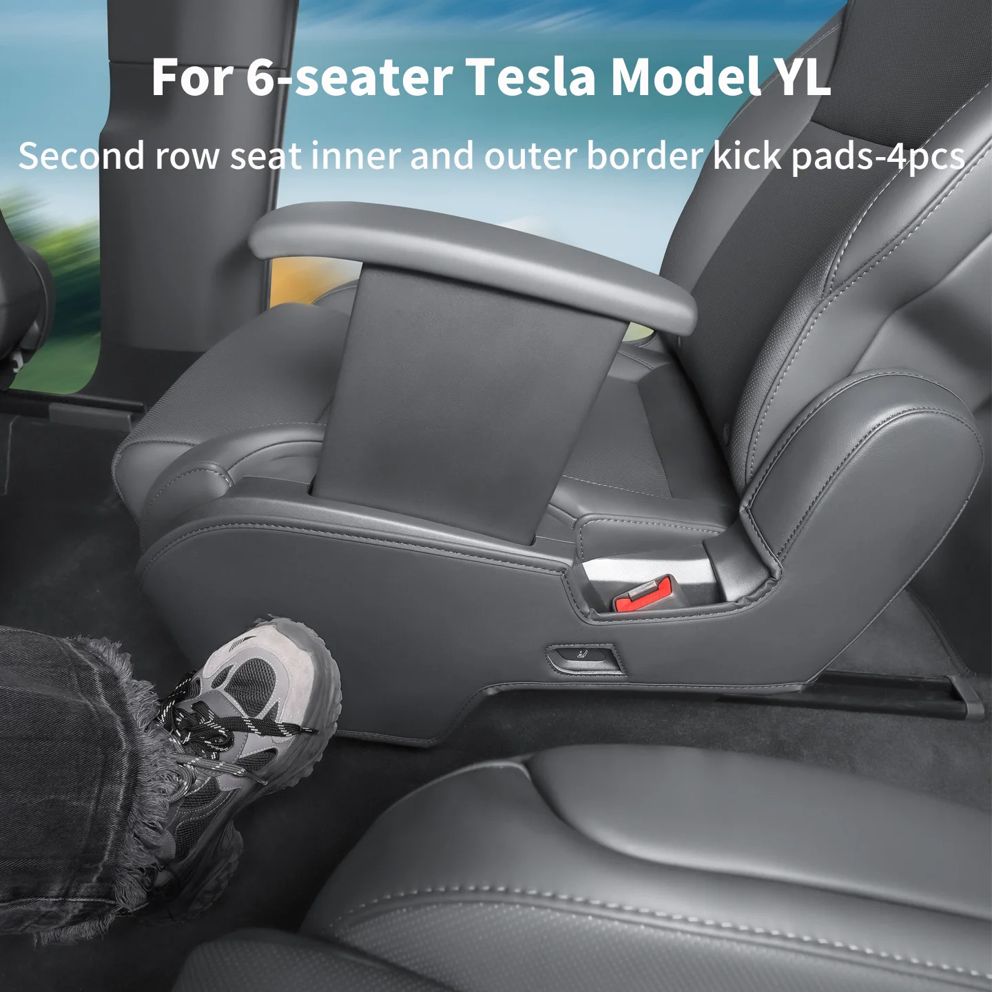 Protectores de esquinas para asientos de segunda fila de Tesla Model YL de 6 plazas, protectores laterales interiores y exteriores para asientos, protectores interiores contra desgaste, 4 piezas