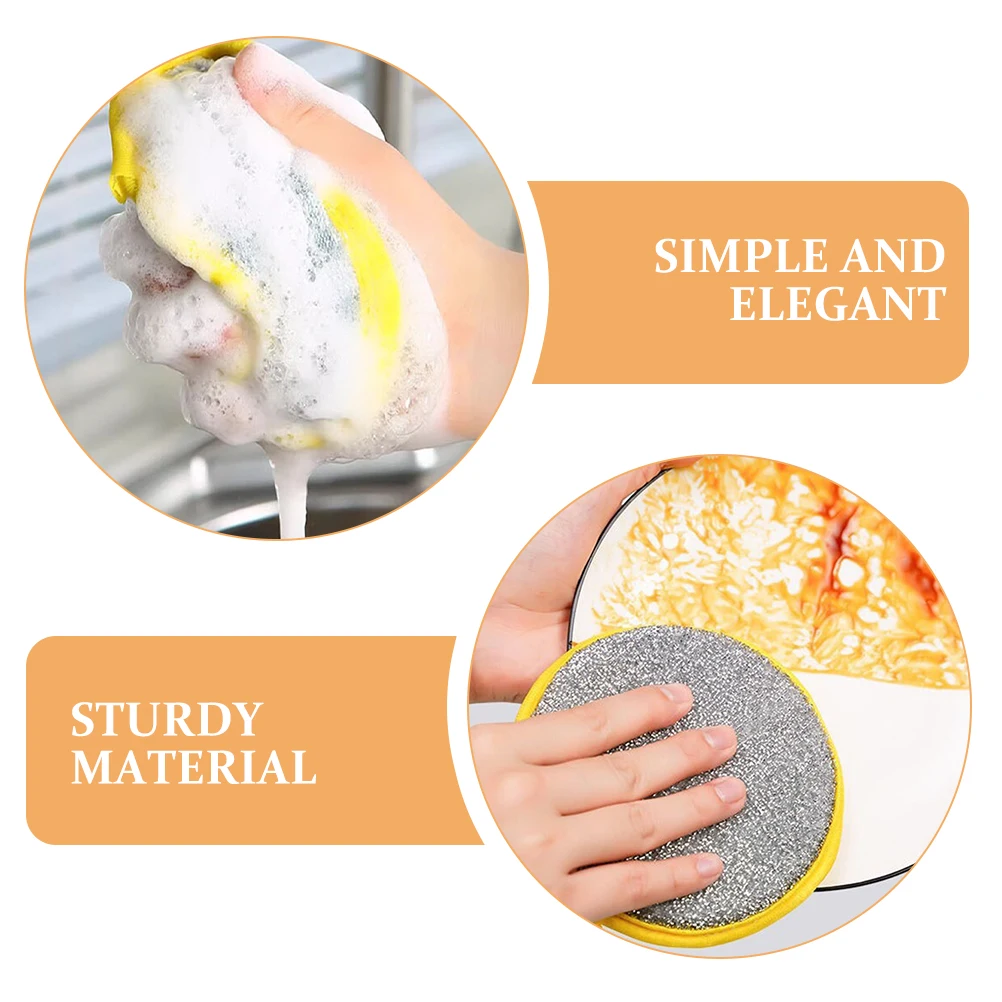 

10 Pcs Round Sponge Rub Dual Side Clean Double Sided Dishwashing Cleaner Cleaning Scrubber Dual-sided Scrub Sponges Small Pad