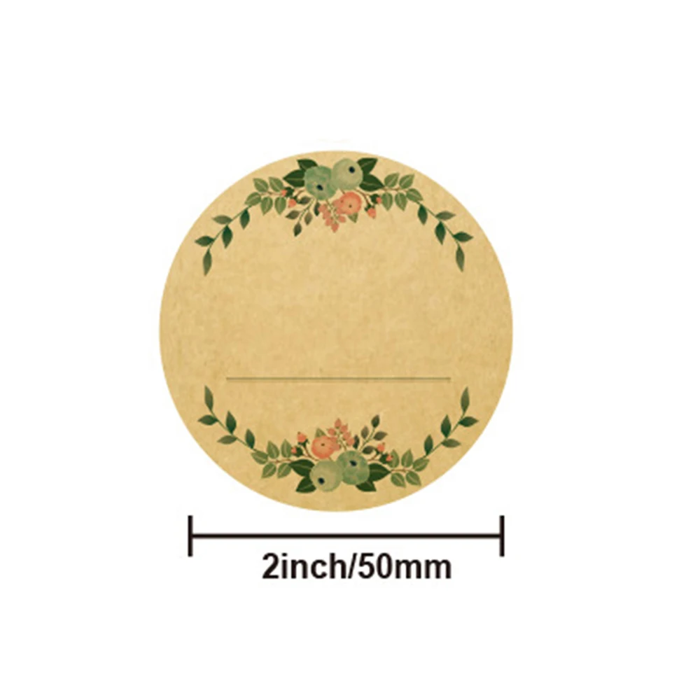 Autocollants d'étiquette de fleurs en papier kraft, carte-cadeau GT, emballage de fête, cuisson, petite entreprise, merci, 2 pouces, 5cm, 50-500 pièces