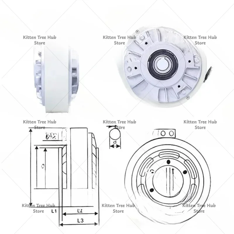 Suitable for 50Nm 1.8A magnetic powder brake hollow shaft 5kg DC 24V 1000RPM unwinding for tension control