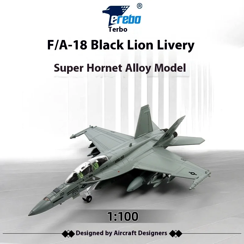 Terbo 1:100 F18 Super Hornet Alloy Aircraft Model Carrier Based Fighter Model F/A-18 Desktop Decoration