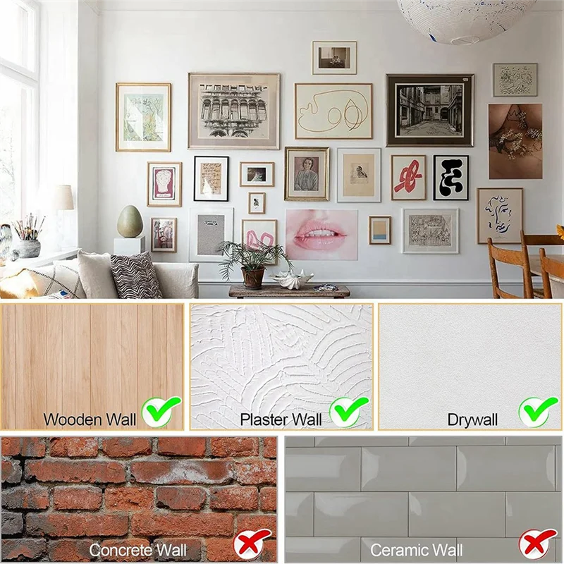 ELEG-184 Piece Picture Hanging Kit, 20Lb, 30Lb, And 50Lb Picture Hangers, Gold Metal Metal Picture Hanging Hooks With Nails