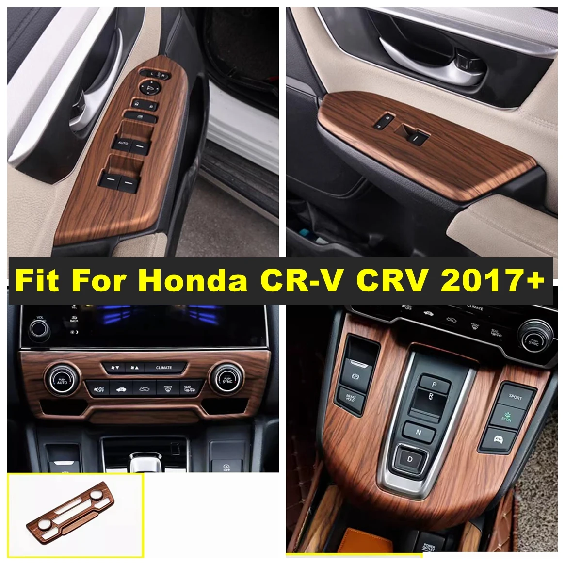 

ABS Car Gear Shift Panel / Central Air AC Outlet Vent / Window Lift Button Cover Trim Accessories For Honda CR-V CRV 2017 - 2022