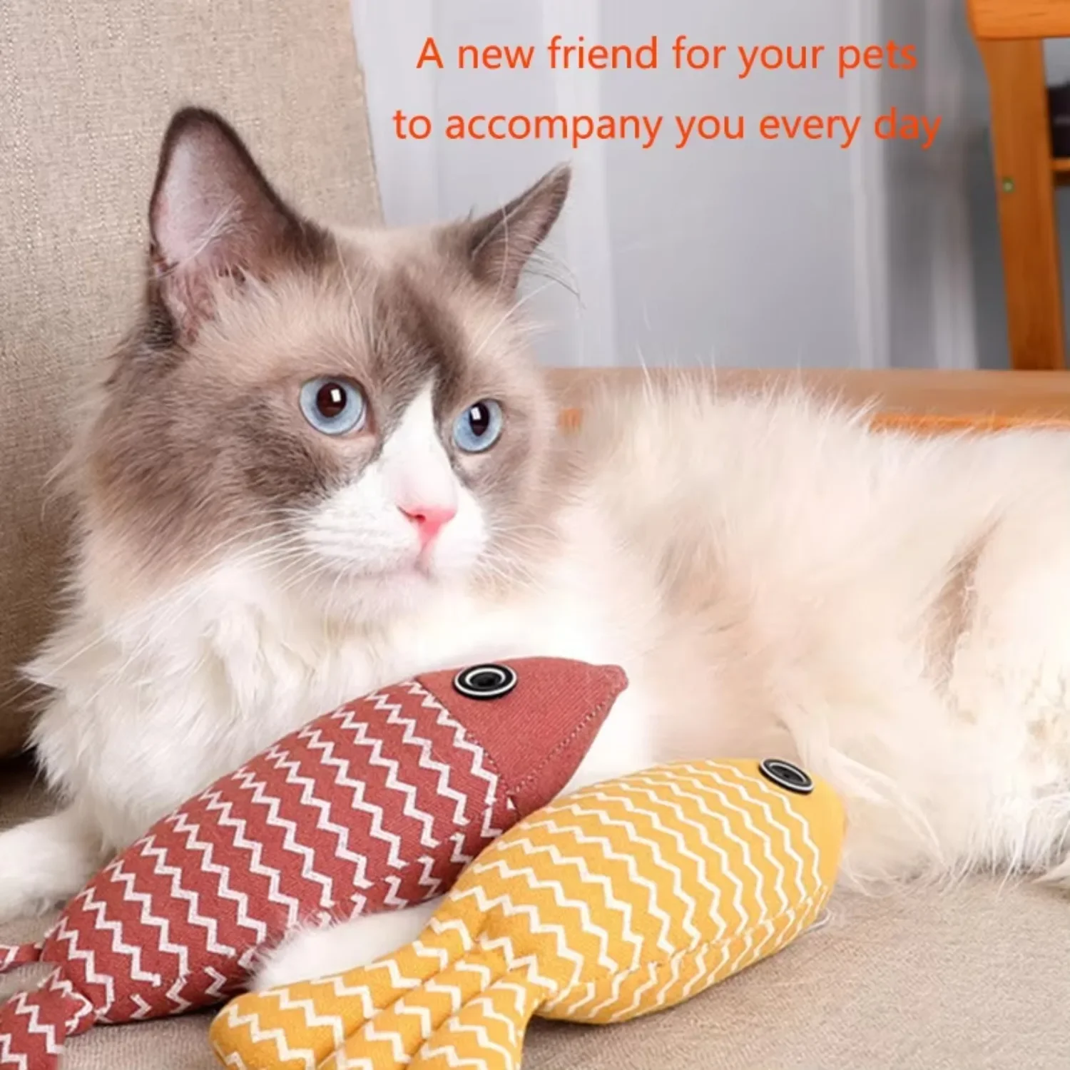 Cute Striped Fish Shaped Catnip Toy, Pet Self Play Chew Toy Clean Teeth Reduce Cat Anxiety