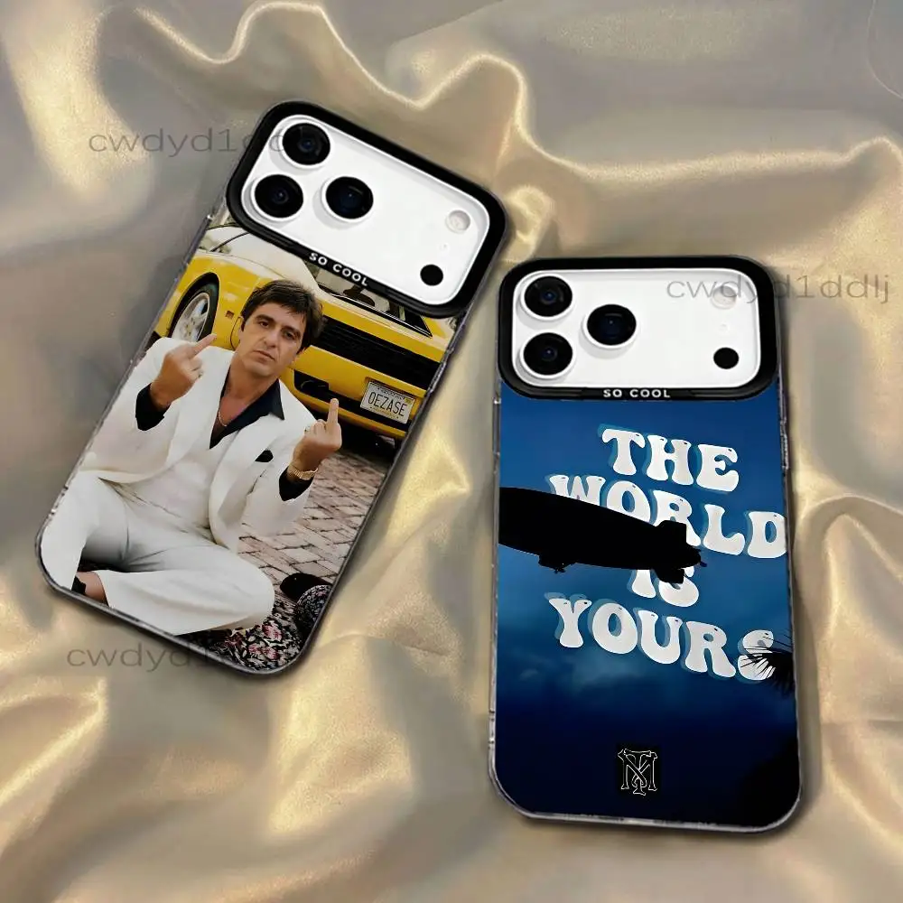 

T-The World Is Yours S-Scarface For iPhone 17,16,15,14,13,12,X,8,Pro,Max,Plus,SE4,Air,Mini Black IMD Matte Case