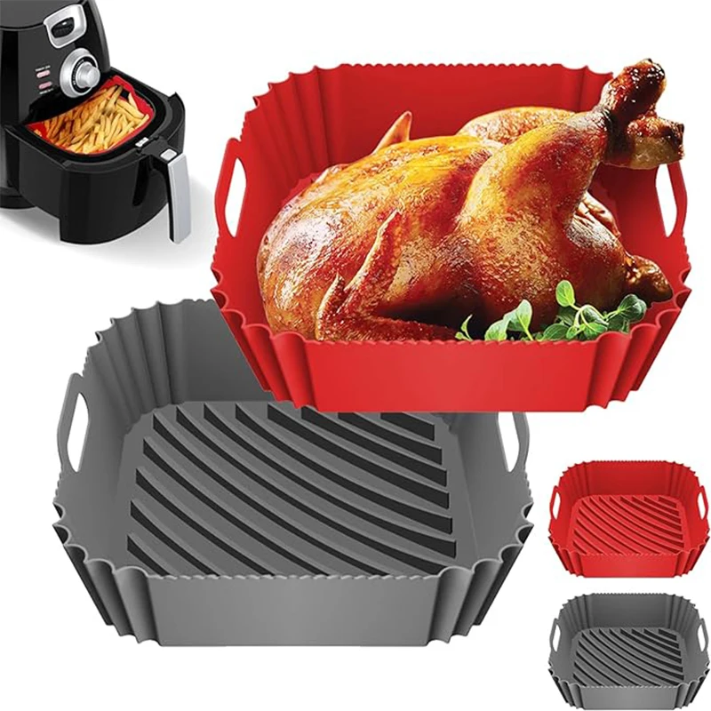 Silicone Basket Pot Tray Airfryer Liner For Air Fryer Reusable Container Accessories Pan Baking Mold Protector Kitchen Gadgets