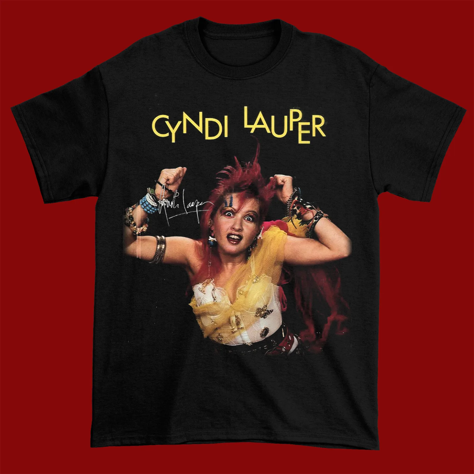 

Inspired Cyndi Lauper Singer Short Sleeve Cotton Black All Size - Fast Shipping