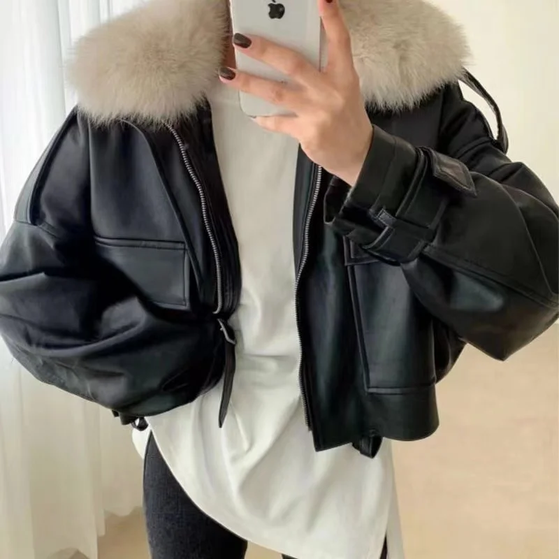 Manteau coréen en coton et velours pour femme, épais et chaud, kaki, Parkas en cuir Pu, Vintage, veste courte de rue, nouvelle collection hiver 2025