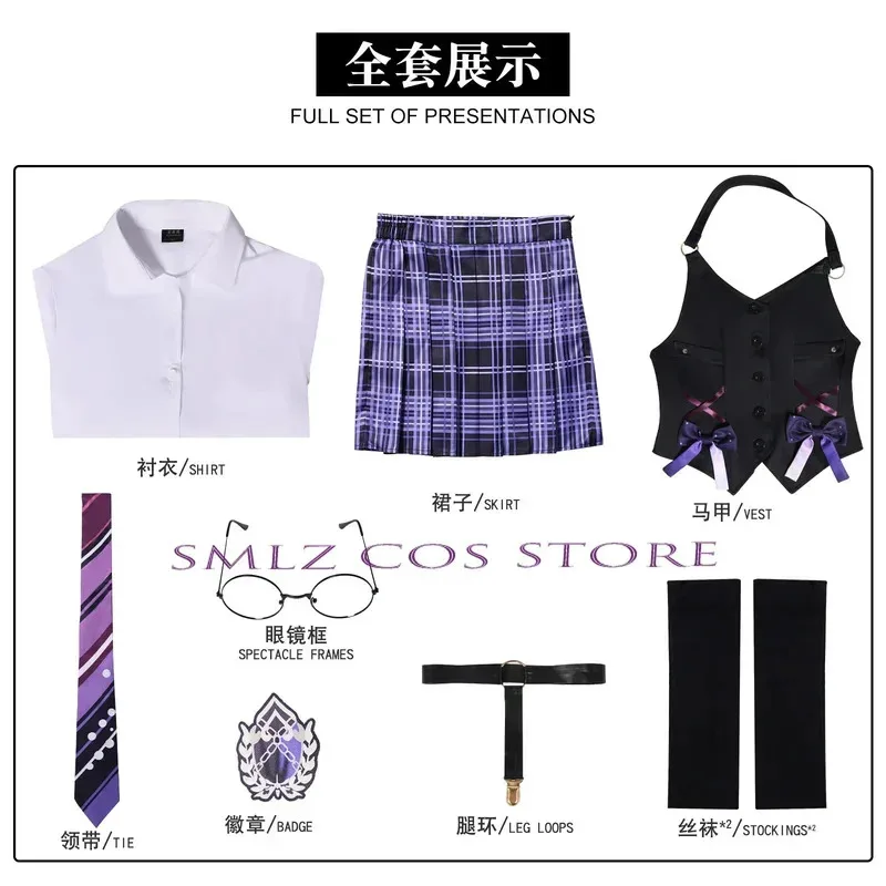 2025 22 A888Game Naraka: Bladepoint Tarka Ji Косплей Костюм Школьная форма Юбка Топ Парик Костюм Хэллоуин Вечеринка Аниме Наряд для