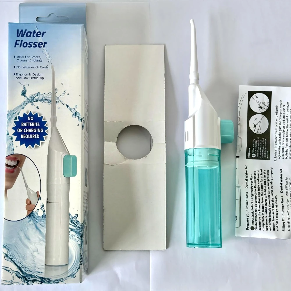 Household High Pressure Oral Irrigator Portable Teeth Clean Water Dental Floss Manual High Pressure Water Jet Irrigator Dental