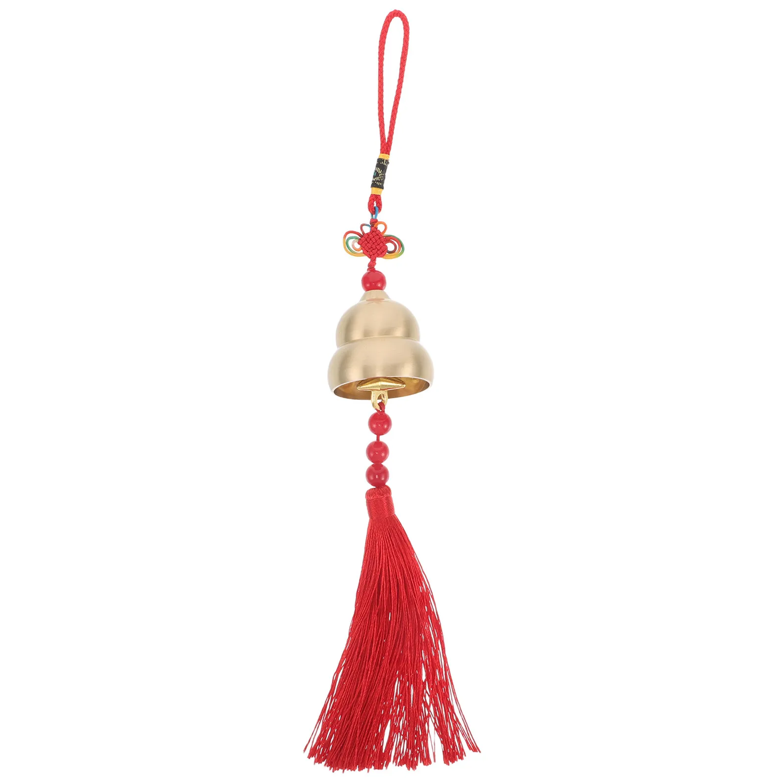 Chinese Knot Brass Wind Chime Creative Gourd Shape Car Hanging Ornament Rearview Mirror Pendant Lucky Charm Car Decor