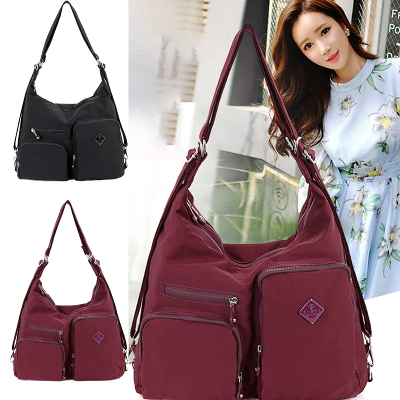 Multifunctional portable crossbody casual shoulder nylon women's bag backpack waterproof Oxford textile baby diaper bag