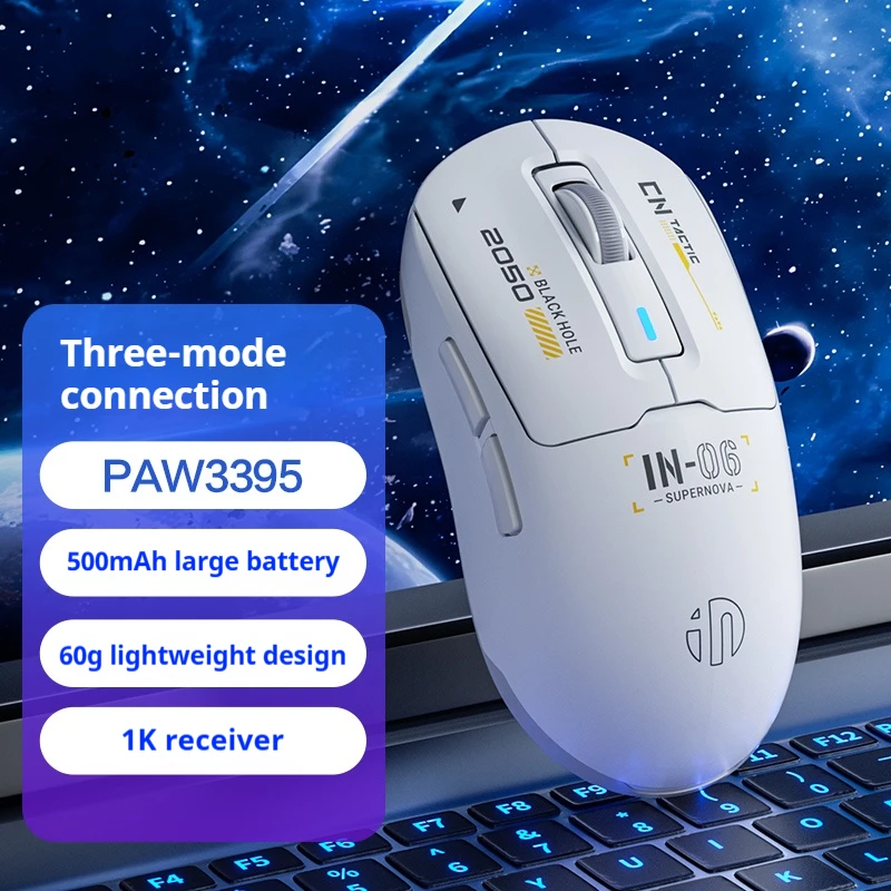 

INPHIC IN6 Wireless MouseThree Mode PAW3395 Sensor 8K Low Delay Low Weight Gaming Mouse Ergonomics Pc Gamer Accessories Gifts