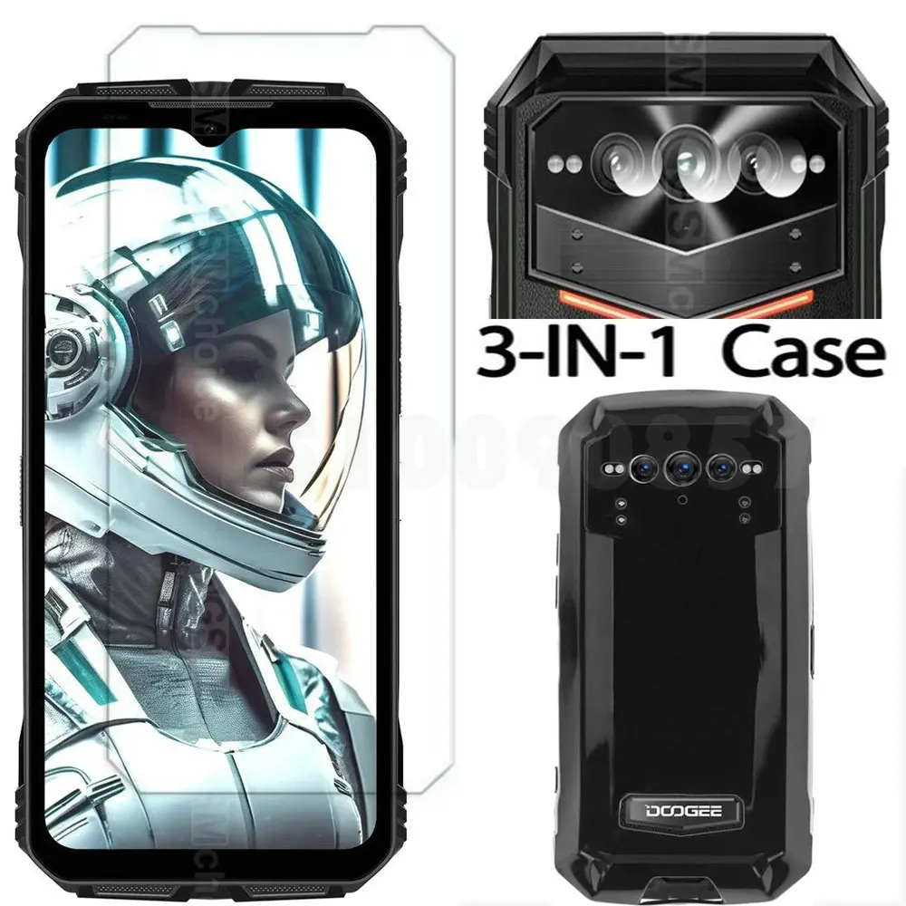 Etui 3 w 1 + szkło hartowane na aparat do Doogee V Max Plus Szkło ochronne na ekran do Doogee V Max 2.5D Glass