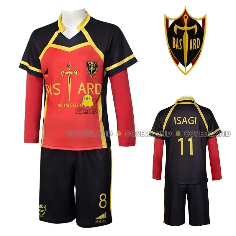 IN MAGAZZINO Anime Blue Lock Bastard Munchen Costume Cosplay Yoichi Isagi Uniforme Rossa Ness Maglia da calcio Kaiser Kurona Uomini Ragazzi