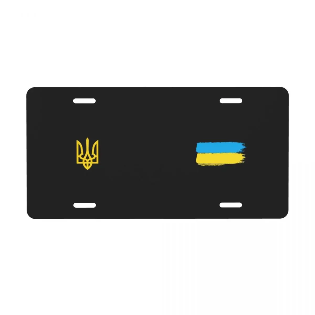 Custom Ukrainian Flag License Plate Cover Coat Of Arms Of Ukraine Tryzub Aluminum Metal Novelty Car License Plate Vanity Tag