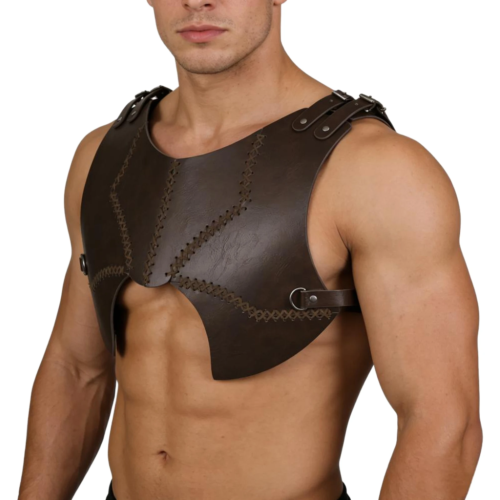 

1 шт., Хэллоуин, средневековый косплей, искусственная кожа, нагрудный доспех из искусственной кожи, ретро, рыцарь-лучник, бронежилет, регулируемый жилет, доспехи, топы