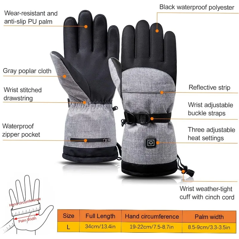 Winter Heating Gloves Touch Screen Rechargeable Hand Warmer Electric Thermal Gloves Waterproof Snowboard Cycling MotoSki Outdoor