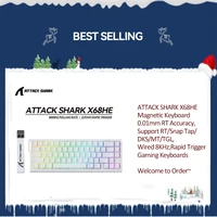 ATTACK SHARK X68HE Teclado magnético con cable de 8 KHz, precisión RT de 0,01 mm, compatible con RT/Snap Tap/DKS/MT/TGL, disparador rápido, teclados para juegos