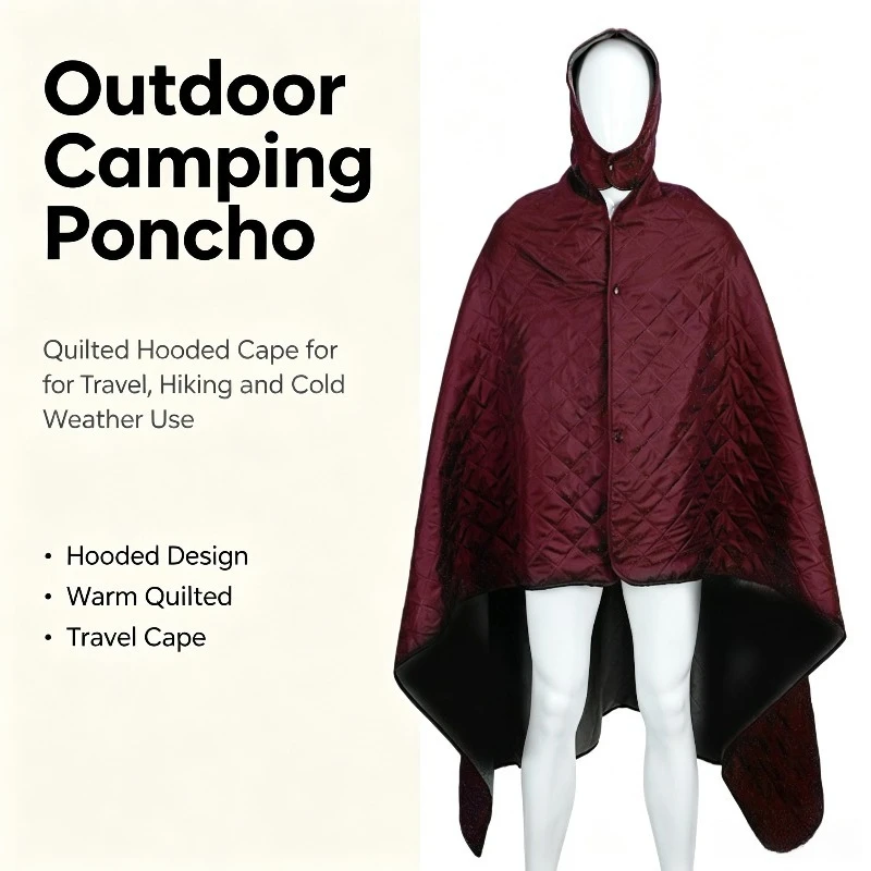 Hooded Fleece Camping Blanket Thickened Waterproof Warm Picnic Mat Oversized Outdoor Ground Rug for Travel Hiking