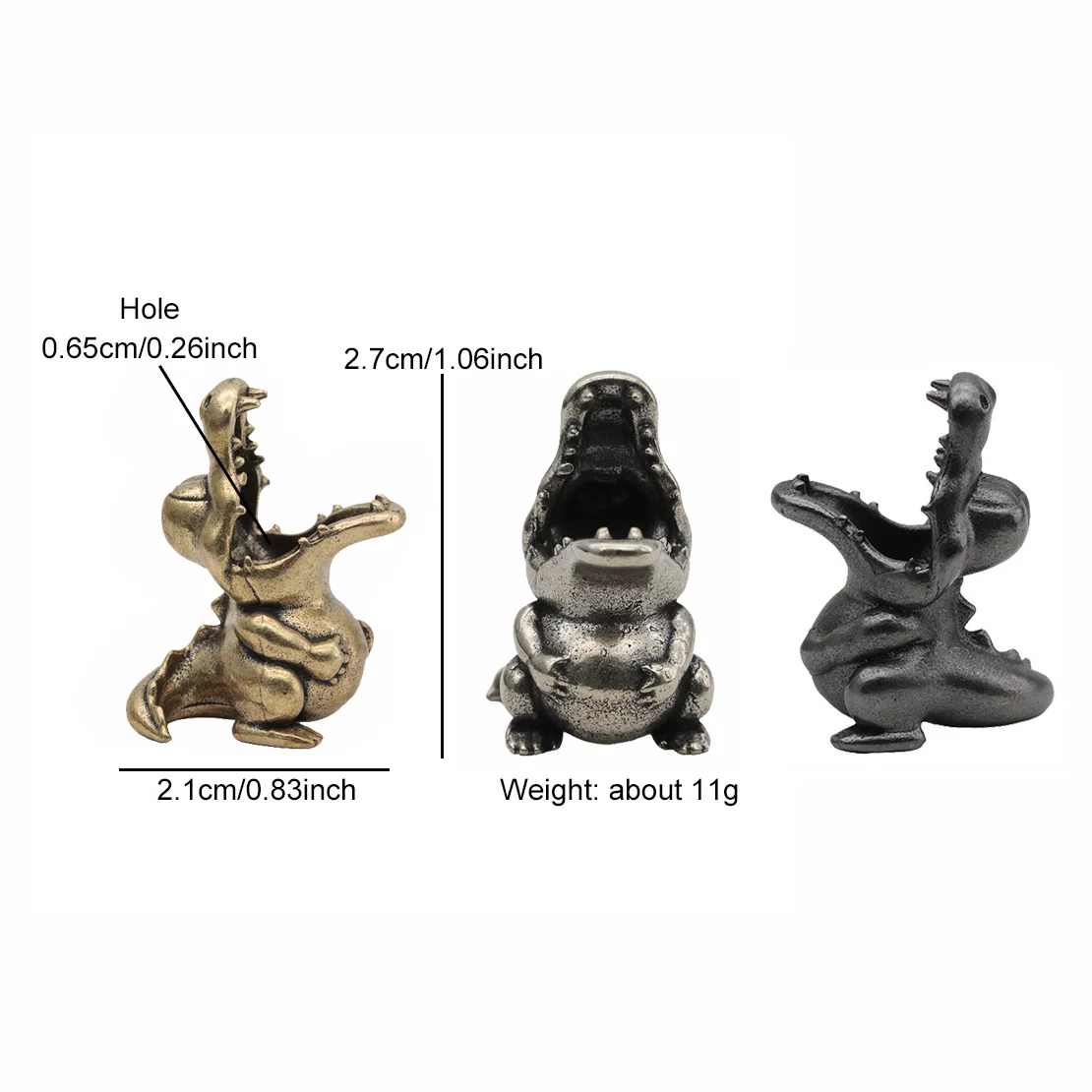Cute Open-mouthed Dinosaur Brass Knife Beads Outdoor EDC DIY Paracord Bracelets Accessories Umbrella Rope Woven Lanyard Pendants