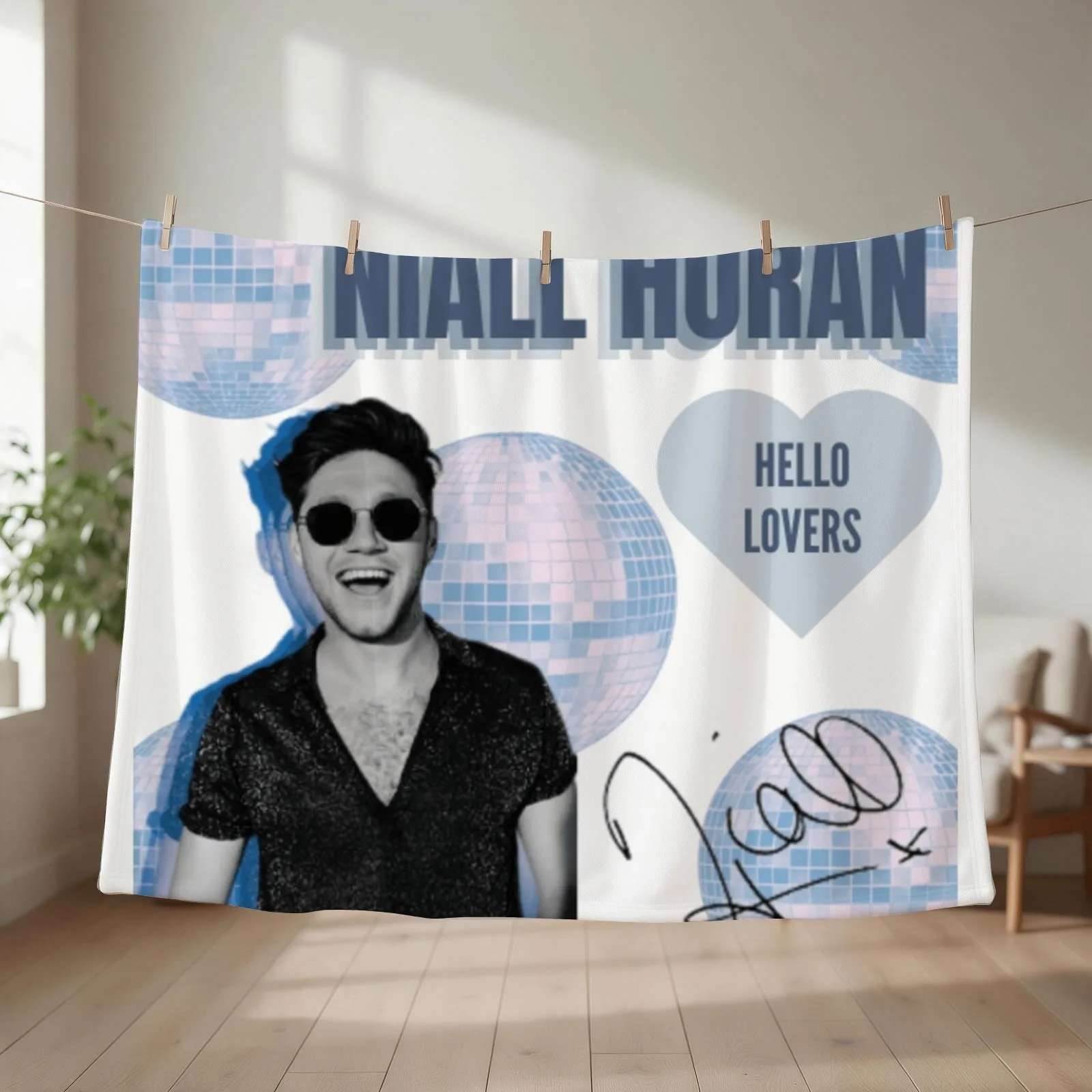 Niall Horan Disco Ball Design Throw Blanket couch cozy soft plush fuzzy picnic outdoor blanket