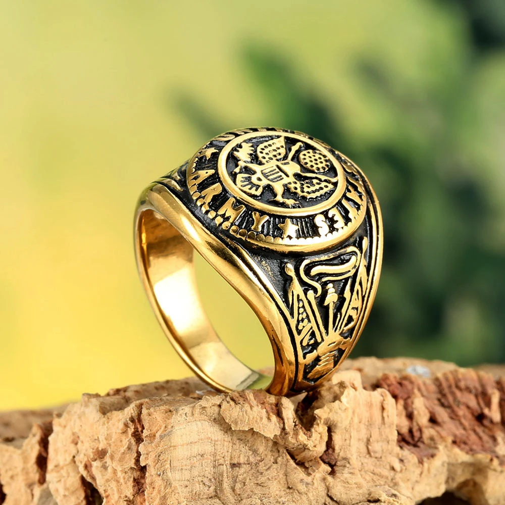 Vintage U.S. Army Eagle Rings for Men Stainless Steel U.S. Army Ring Marine Corps Badge Ring Fashion Jewelry Gift Dropshipping
