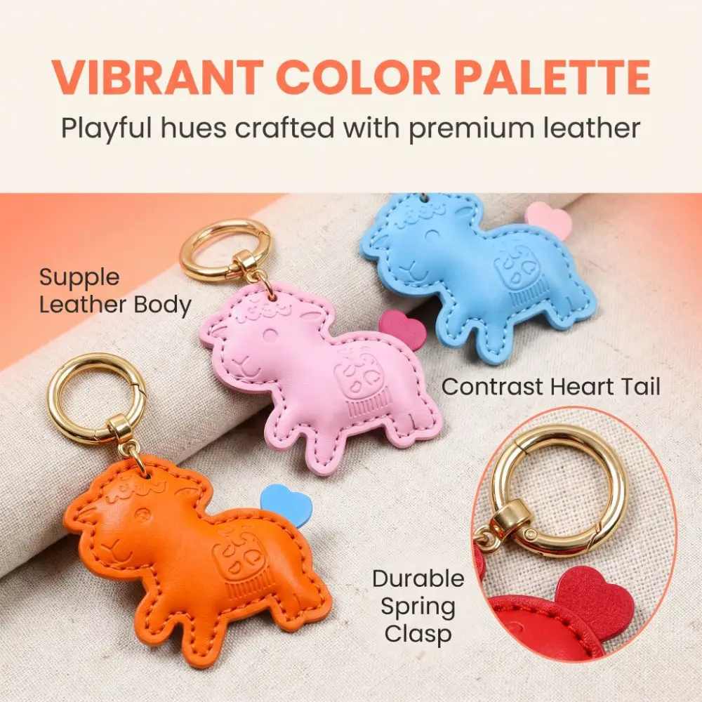 Rich and Lucky Cartoon Pu Lamb Keychain Zodiac Goat Year of Goat Goat Pendant Goat Ornament Leather Car Key Ring Women