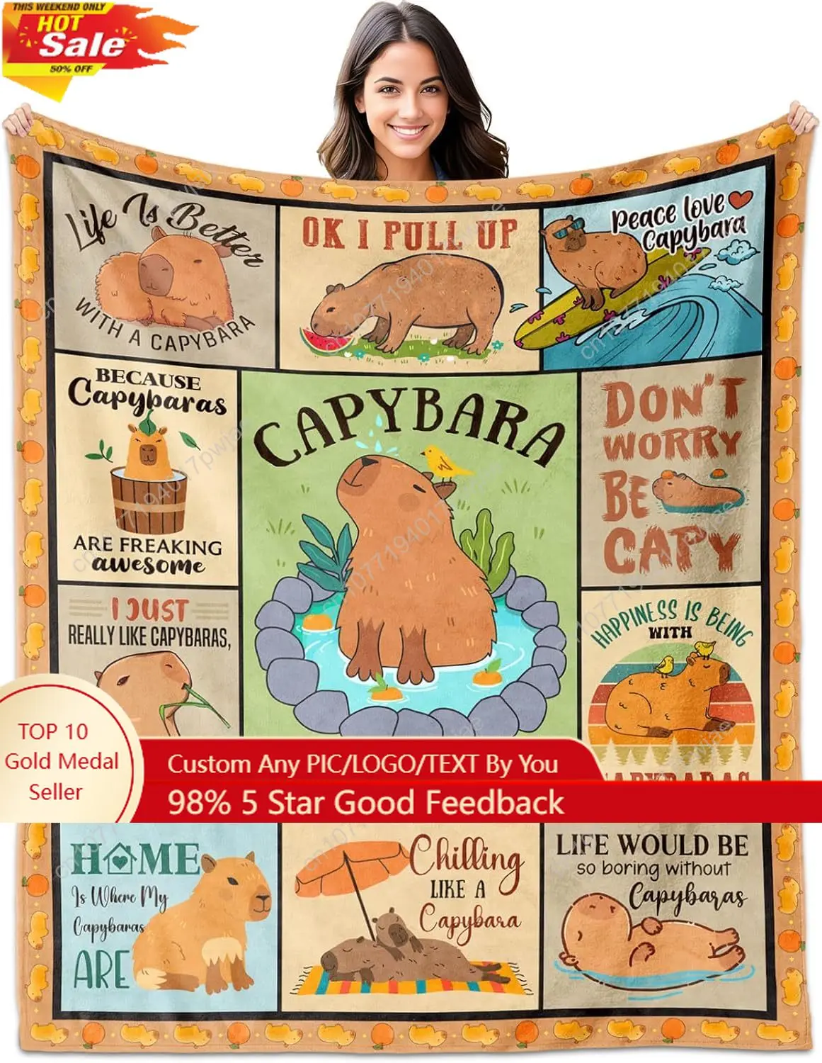 

Capybara Gifts for Girls Boys Women Men Birthday Decorations Gifts for Capybara Lovers Throw Blanket