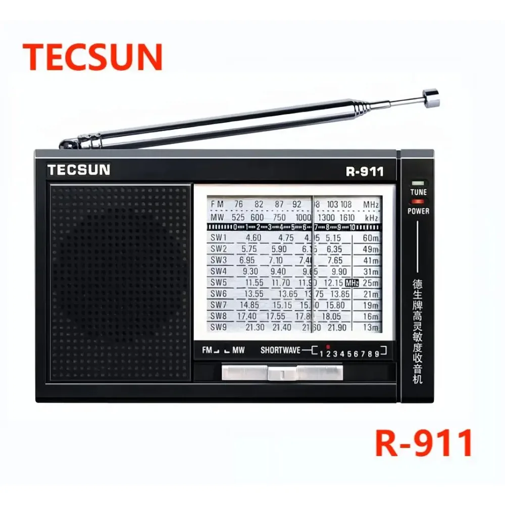 Tecsun R-911 World Band FM AM SW Radio Receiver Multiband High Sensitivity Digital Receiver Digital Demodulation Stereo Radio