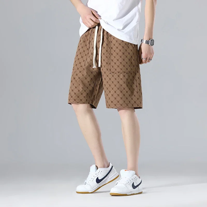 Pantalones cortos informales para hombre, pantalón de chándal con cordón, estilo Hip Hop, de entrenamiento, de talla grande, a la moda, novedad de verano 2024