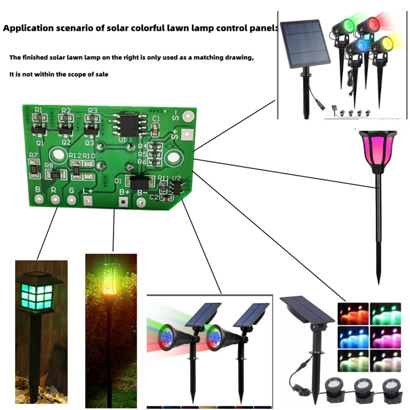 Solar Light Circuit Board 3.7V Switch Solar Lawn Lamp Controller Lithium Battery RGB Changing Solar Lamp Circuit Board