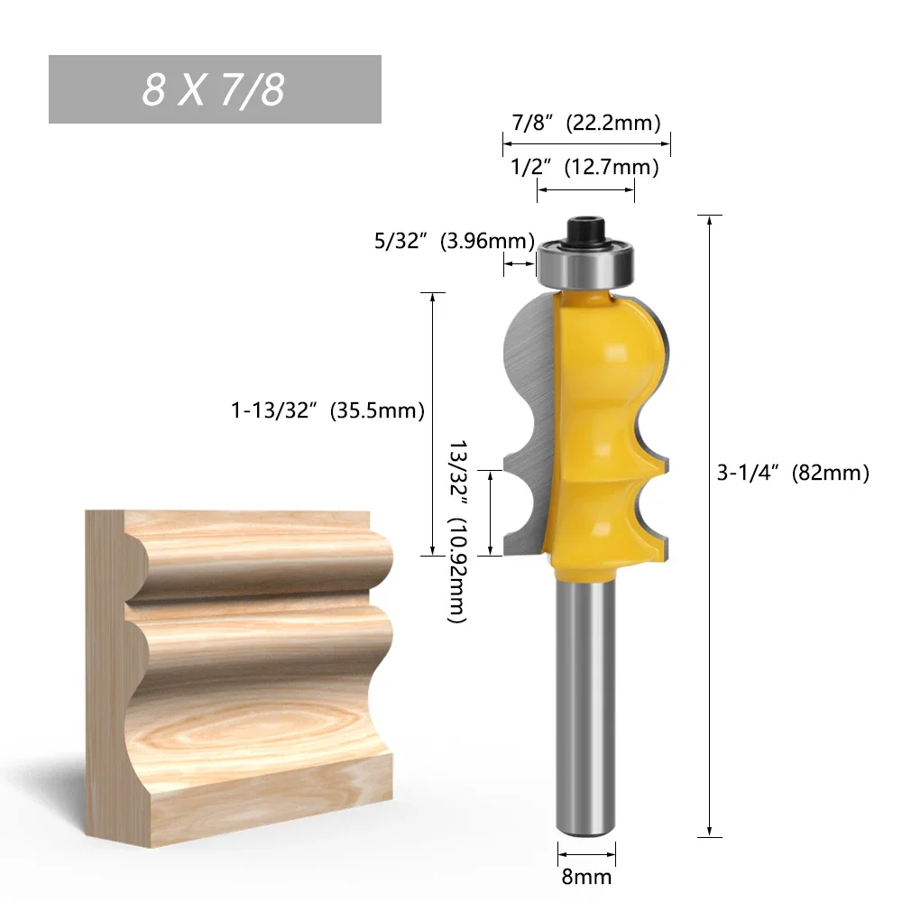 1pc 8MM Shank Special Architectural Moulding Line Router Bit Woodworking Cutter Milling for Wood Bit Face Mill