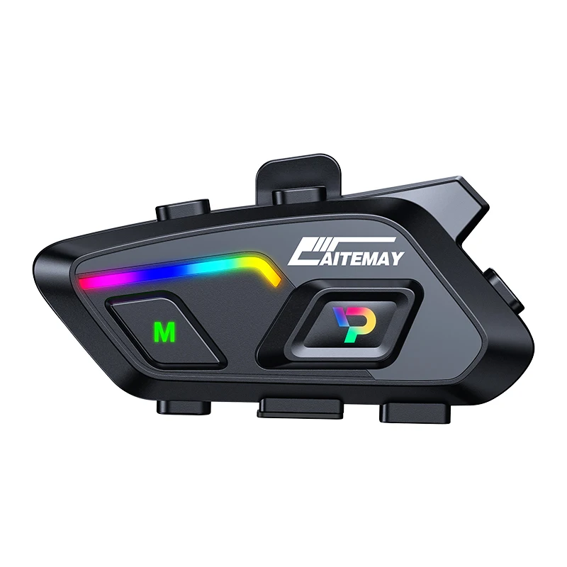P20 Motorcycle Helmet Intercom Bluetooth Headset Waterproof Wireless Handsfree Call with RGB Light Multi People Speak Funciton
