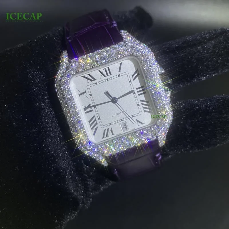 Iced Out D VVS1 Moissanite horloge Luxe mode op maat diamanten horloge Hoge kwaliteit waterdichte mechanische horloges voor heren