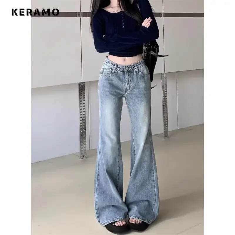 Casual Retro Wide Leg Baggy Lady Denim Trouser Harajuku Blue High Waist Loose Emo Jeans 2024 Summer Women's Y2K 2000s Pants