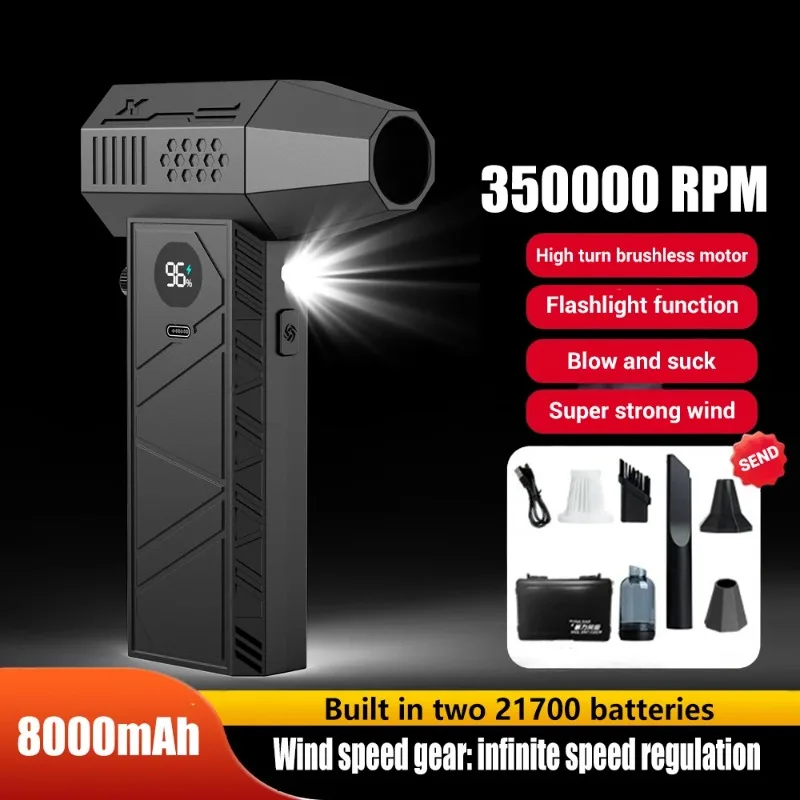 

C6/C6Pro Мини-воздуходувка 350000 об/мин Бесщеточный двигатель Мощный пылеочиститель Дисплей Светодиодное освещение Портативный перезаряжаемый турбовентилятор