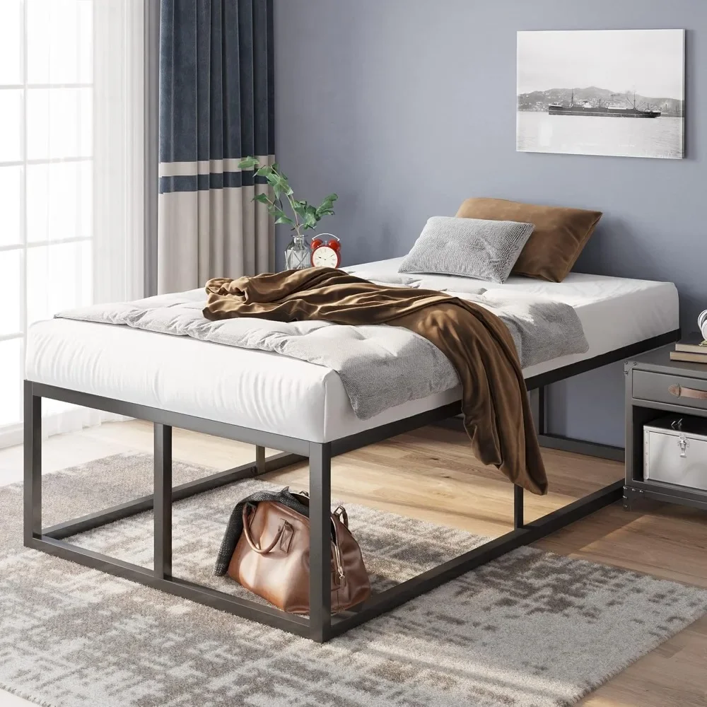 Joseph Metal Platforma Bed Frame, Mattress Foundation, Wood Slat Support, No Box Spring Needed, Sturdy Steel Structure