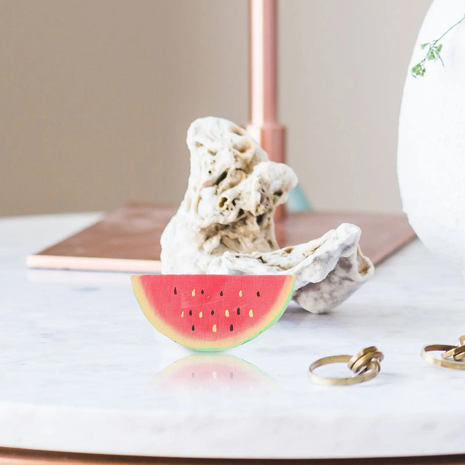 

Wood Watermelon Slice Red Realistic Decorative Fruit Photo Prop Lifelike Fake Watermelon Slice for Party Home Shop Display