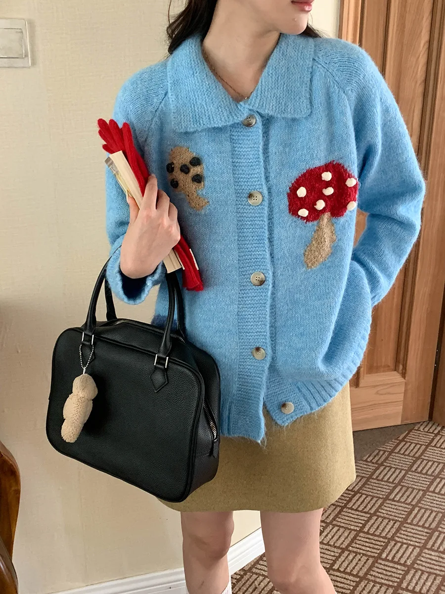 

Women's Winter 2025 Casual Embroidered Sweater Knitted Cardigan Long Sleeve Coat New Fashionable Outerwear