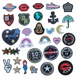 embroidered iron free badge washable self-adhesive fabric sticker DIY decorative down jacket clothing hole repair sticker