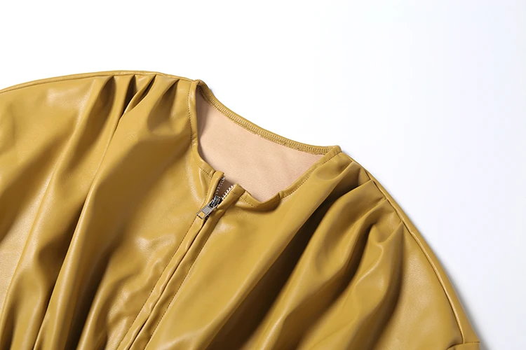 Weird Puss Wild Jacke Damen Langarm Unregelmäßige Taillenbetonung Frühling Reißverschluss Luxus PU Crop Streetwear Bürodamen Klassischer Mantel – Detail 6