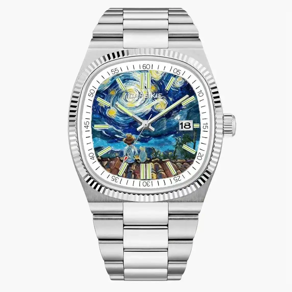 New Square Graffiti Comic Watch Male Personality Creative Art Cartoon Pattern ins Hip Hop Premium Watch