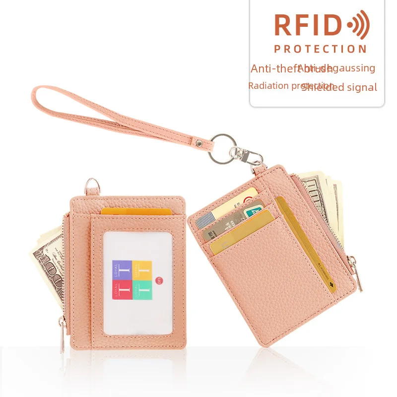 Hot Sale Women's Short Wallet Student Document Package Cute Refreshing Hand-Held Anti-Theft Swiping Degaussing Card Holde